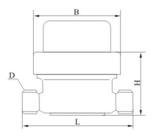 DN8直飲水水(shui)表外形尺寸(cùn)圖
